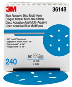 3M™ Hookit™ Blue Abrasive Disc Multi-hole, 36148, 3 in, 240