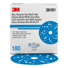 3M™ Hookit™ Blue Abrasive Disc Multi-hole, 36161, 5 in, 180