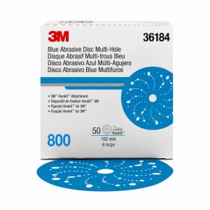3M™ Hookit Blue Abrasive Disc 321U, 36184, 6 in, 800, Multi-hole, 50 Discs/Carton, 4 Cartons/Caseimage