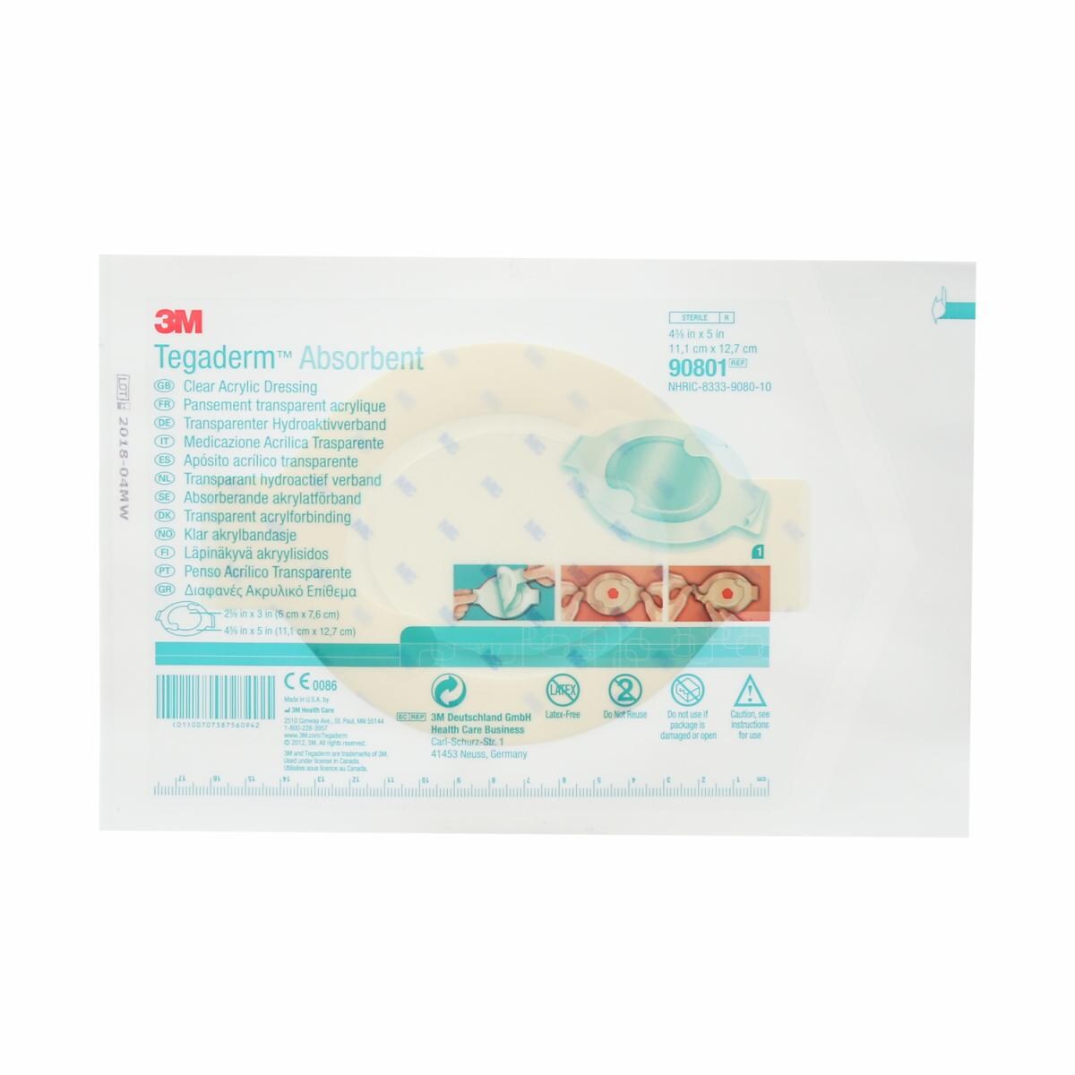 3M™ Tegaderm™ Absorbent Clear Acrylic Dressing 90801, Medium Oval