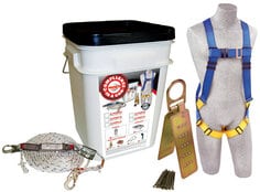 130 ft. (39m) of 3/16" (5mm) galvanized steel wire rope with swivel snap hook, RSQ™ dual-mode, 3-way retrieval winch, anchorage carabiner, 4 ft. (1.2m) cable tie-off adaptor.