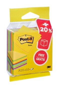 Cubos de Notas Post-it® Cores Ultra 325 folhas + 20% GRÁTIS