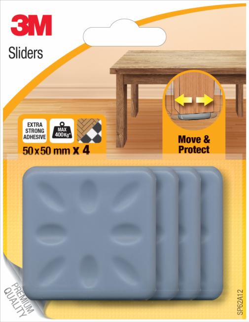 3M™ SP62A12 Patines protectores adhesivos 50 x 50mm gris 4 unidad/pack