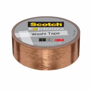Scotch Expressions Washi Tape C614-CPR, .59 in x 275 in (15 mm x 7 m) Copper Foil image Scotch Expressions Washi Tape C614-CPR, .59 in x 275 in (15 mm x 7 m) Copper Foilimage