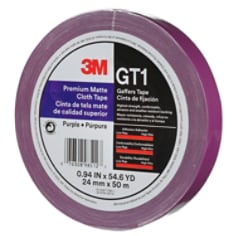 3M™ Prem Matte Cloth (Gaff) Tape GT1 Purple, 24 mm x 50 m 11 mm
