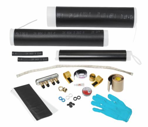 Kit per giuntura a medio voltaggio retraibile a freddo 3M™ QS200 92-AK 620-1/C, per applicazioni fino a 12 kV. Il kit include un connettore meccanico. Un pacco per confezione.