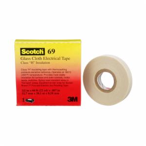 3M™ Glass Cloth Electrical Tape 69, 1/2 in x 66 ft, White, 50 Rolls/Caseimage