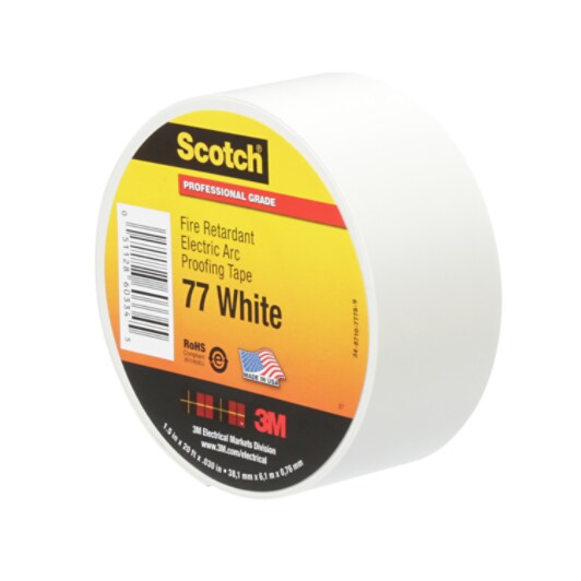 Scotch® Fire-Retardant Electric Arc Proofing Tape, 77, white-grey, 30 ...