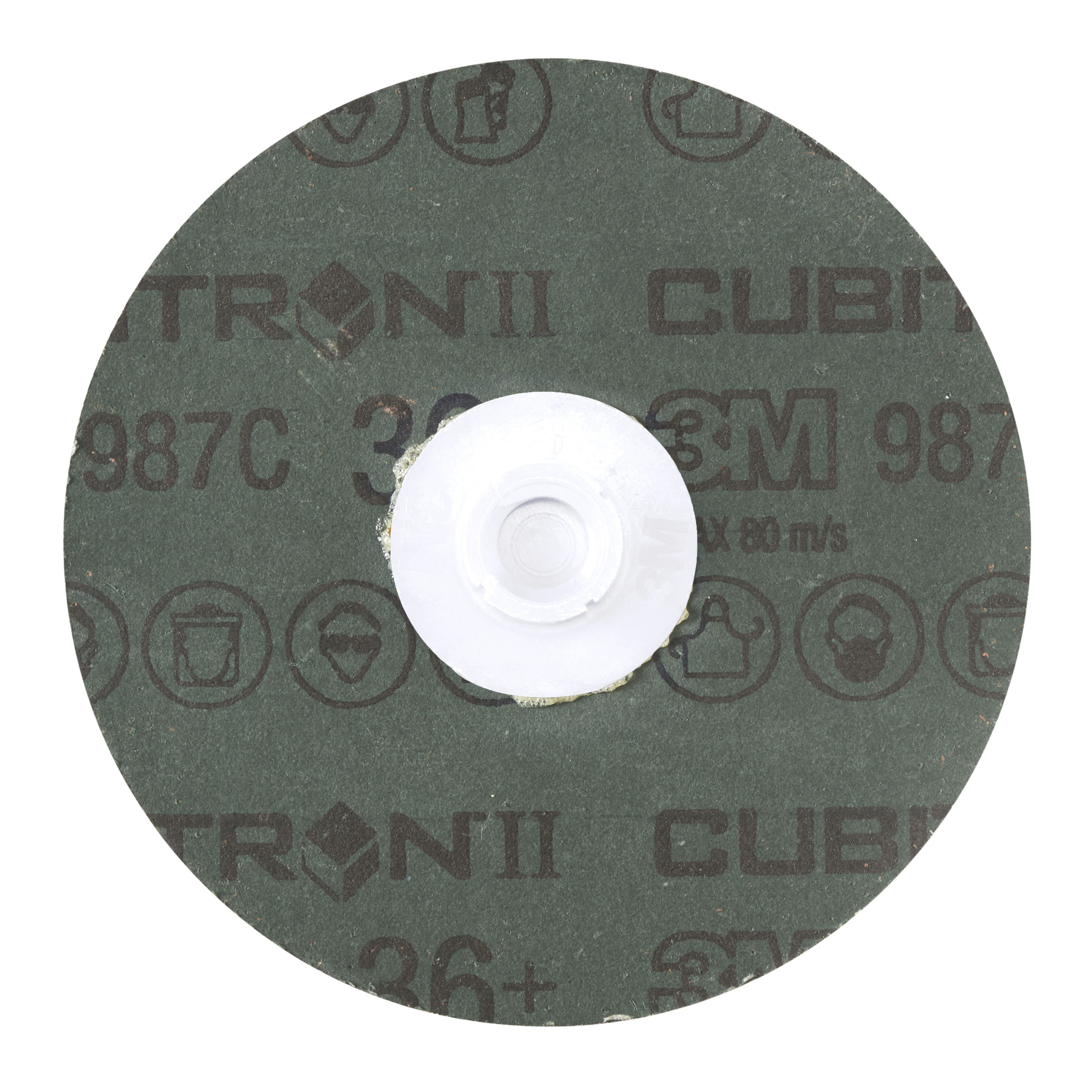 3M™ Cubitron™ II Roloc™ Fibre Disc 987C, 36+, TS, 4 in, Die RS400BB, 25/Carton, 100 ea/Case