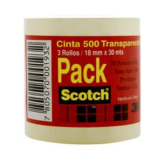 XT00242998 Cinta Adhesiva Scotch® 500 Transparente, Pack 3 rollos