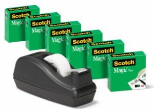 Scotch Magic Tape Deal 810C40BK 3/4 in x 1000 in 6pk w/C-40 Black Dispenserimage