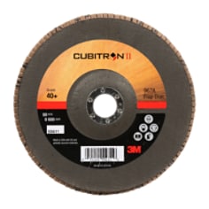 3M Cubitron II Flap Disc, 967A, T27, 40+, Y-weight, 7in x 7/8 in