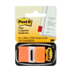 Find what matters fast with Post-it® Flags! Use orange Post-it® Flags to mark a section of a book, document or manual for easy reference later. Additionally, the one inch size provides enough space to write so you can add notes to customize your flags. Post-it® Flags stick securely and remove without damaging the pages and come in a dispenser that will make it easy to keep flags within reach.