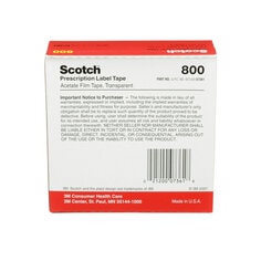 Scotch Prescription Label Tape, 800clear, boxd, 1 1/2 in x 72 yd