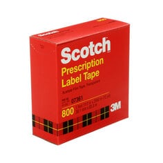 Scotch Prescription Label Tape, 800clear, boxd, 1 1/2 in x 72 yd