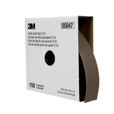 3M Utility Cloth Roll, 211K, 2 in x 50 yd, 150 J-weight, 5/CS