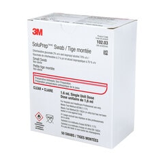 3M SoluPrep Small Swabs, 102.03, 2% CHG 70% IPA, clear