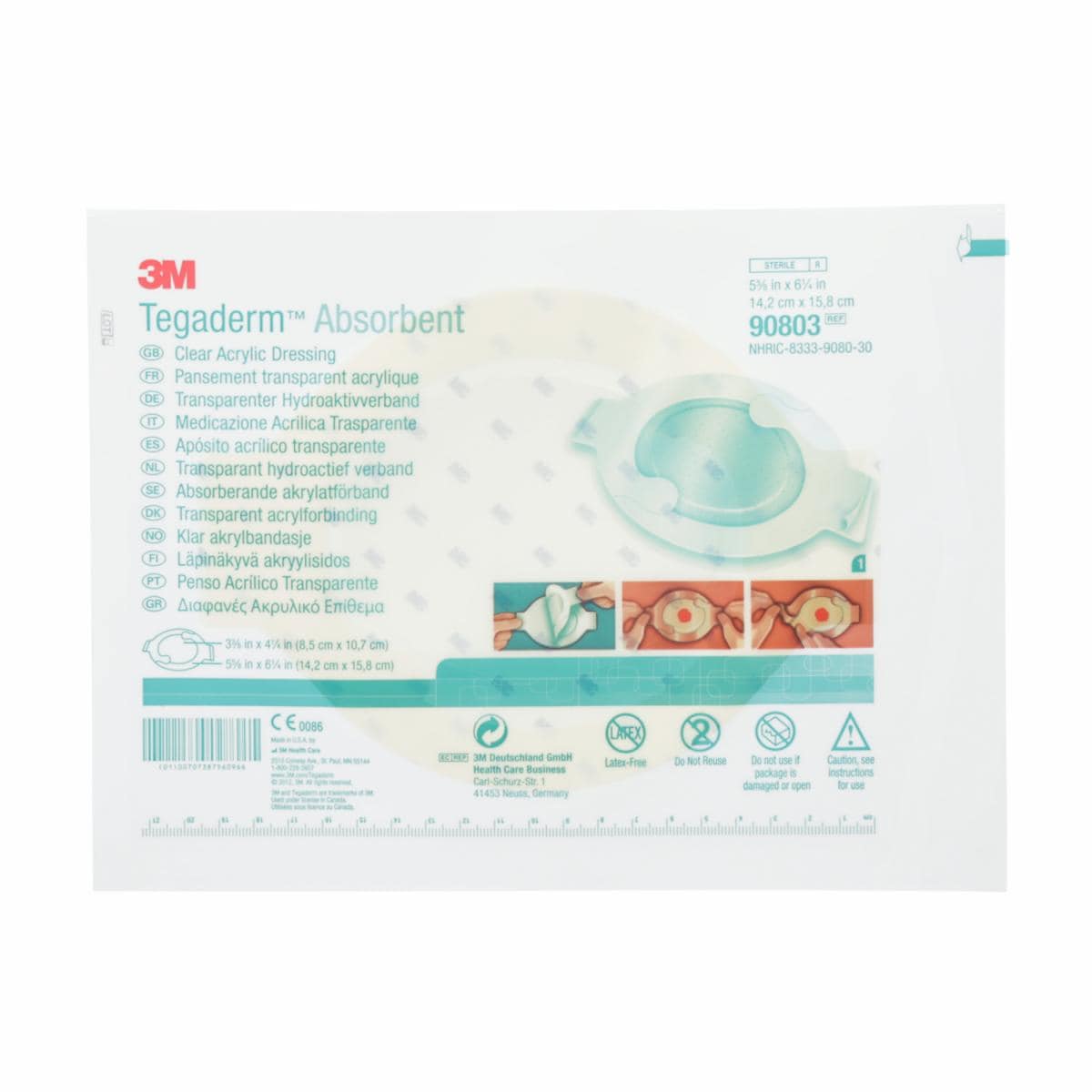 3M™ Tegaderm™ Absorbent Clear Acrylic Dressing 90803, Large Oval