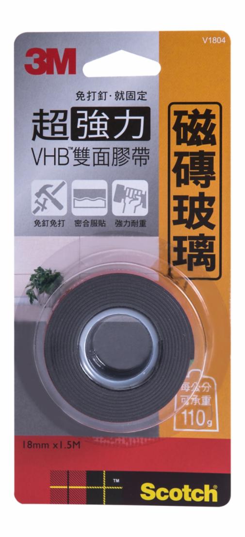 3M™ Scotch® VHB™ 超強力雙面膠帶 玻璃瓷磚專用 V1804