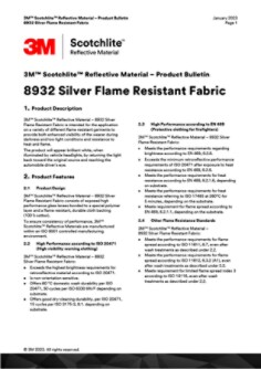 3M™ Scotchlite™ 8932 Silver Flame Resistant Fabric Data Sheet