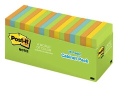 Post-it(R) Notes 654-18BRCP, 3 in x 3 in (76 mm x 76 mm) Jaipur colors