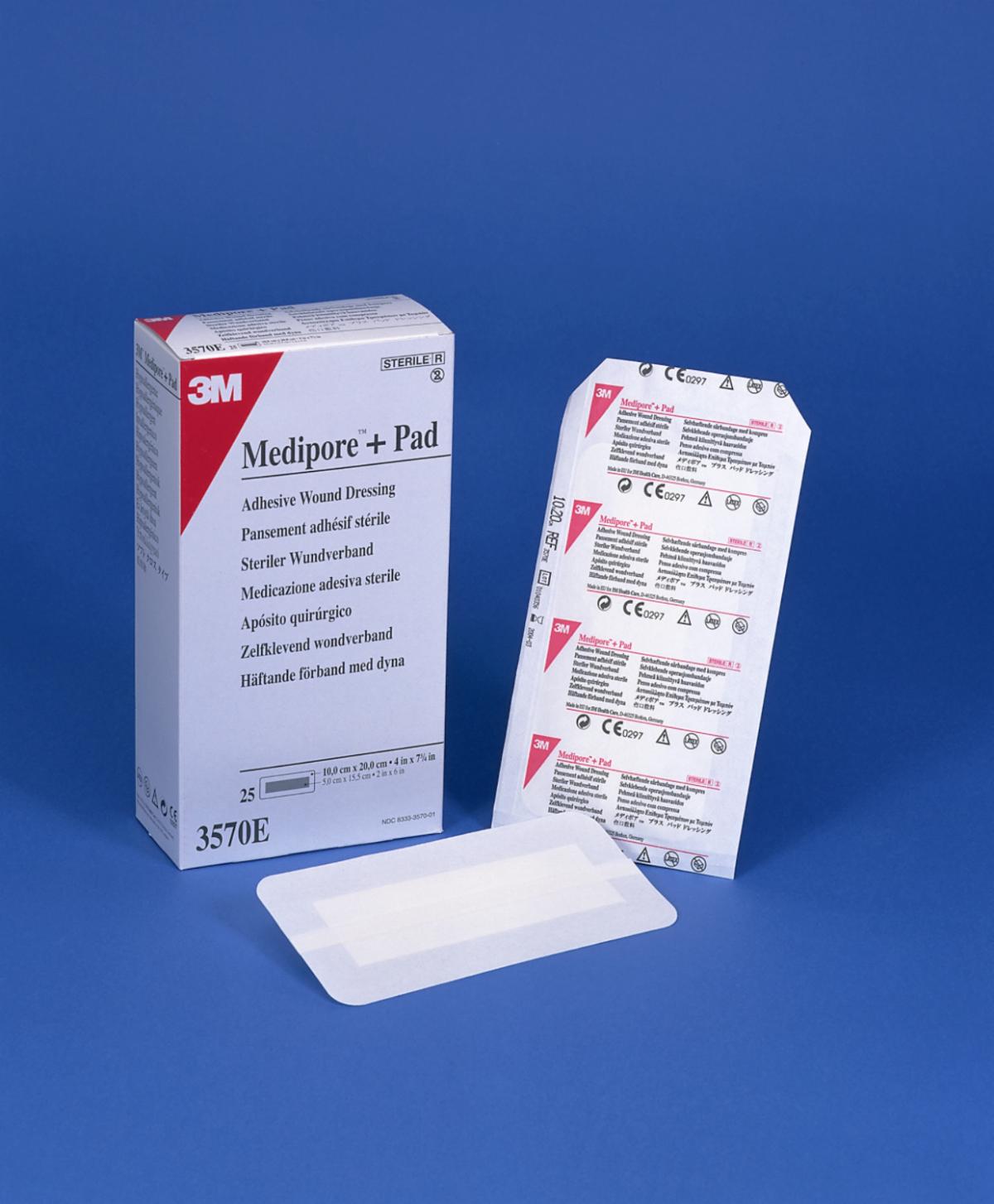 3M™ Medipore™ +Pad Soft Cloth Dressing with NonAdherent Pad 3570E 3M