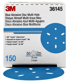 3M™ Hookit™ Blue Abrasive Disc Multi-hole, 36145, 3 in, 150