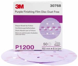 3M™ Hookit Purple Finishing Film Abrasive Disc 260L, 30768, 6 in, Dust Free, P1200, 50 discs per carton, 4 cartons per caseimage