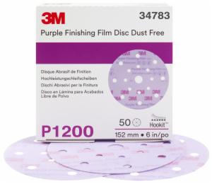 3M™ Hookit Finishing Film Disc Dust-Free, 34783, 6 in, 17H, P1200, 50 discs per carton, 4 cartons per caseimage