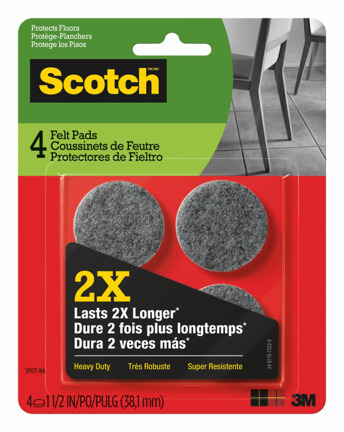 Scotch™ Heavy Duty Felt Pads Grey 3.4cm, SP871 3M