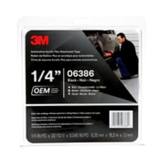 Ruban de fixation 3M™ en acrylique pour automobiles Plus 06386, noir, 1/4 pouce x 20 mètres, 45 mil, 12 par caisse