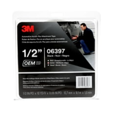 3M™ Automotive Acrylic Plus Attachment Tape 06397, Black, 1/2 In X 10 Yds, 60 mil, 12 per case