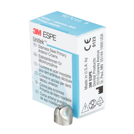 Couronnes Dentaires Antérieures Primaires 3M ESPE Unitek - Acier Inox, 6 Canines Supérieures | Neuf