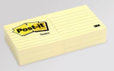 Post-it(R) Notes, 630-6PK, 3x3 in Canary Yellow, Lined RGB