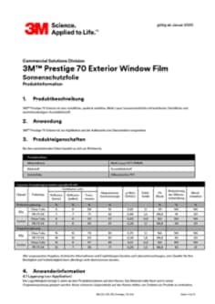 Produktinformation 3M™ Prestige 70 Ext Window Film