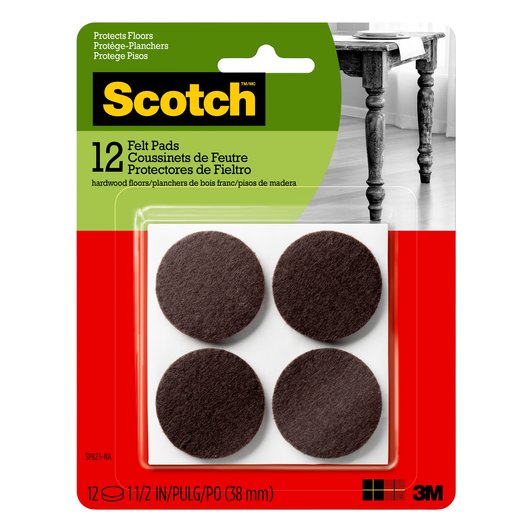 Scotch Round Felt Pads Sp823 Na Brown 1 5 In 3 81 Cm 12