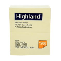 Highland™ Notes, 6559, yellow, 3 in x 5 in, 100 per pad, 12 per pack