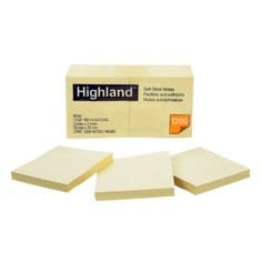 Highland™ Notes, 6549, yellow, 3 in x 3 in, 100 per pad, 12 per pack