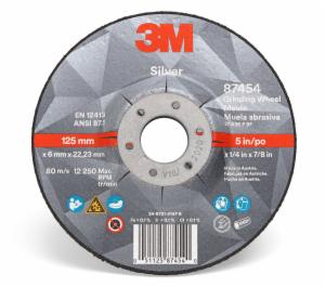 3M™ Silver Depressed Center Grinding Wheel, 44538, 36+, T27, 4.5 in x 1/4 in x 7/8 in, Single Pack, 10 ea/Case image 3M™ Silver Depressed Center Grinding Wheel, 44538, 36+, T27, 4.5 in x 1/4 in x 7/8 in, Single Pack, 10 ea/Caseimage