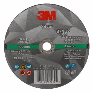 3M™ Silver Cut-Off Wheel, 87462, 36+, T1, 4 in x 0.06 in x 3/8 in, 50 ea/Caseimage