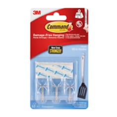 Command™ Small Clear Wire Hooks with Clear Strips 17067CLR-ES