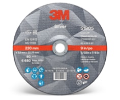 3M™ Silver Cut-Off Wheel  51805 9 in., front view