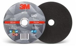 3M™ Silver Cut-Off Wheel, 87469, 36+, T1, 6 in x 0.045 in x 7/8 in, 25/Carton, 50 ea/Caseimage