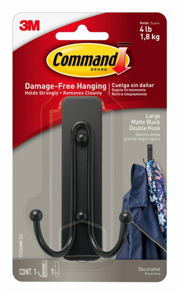 Command Large Matte Black Double Hook 17036MB-ES