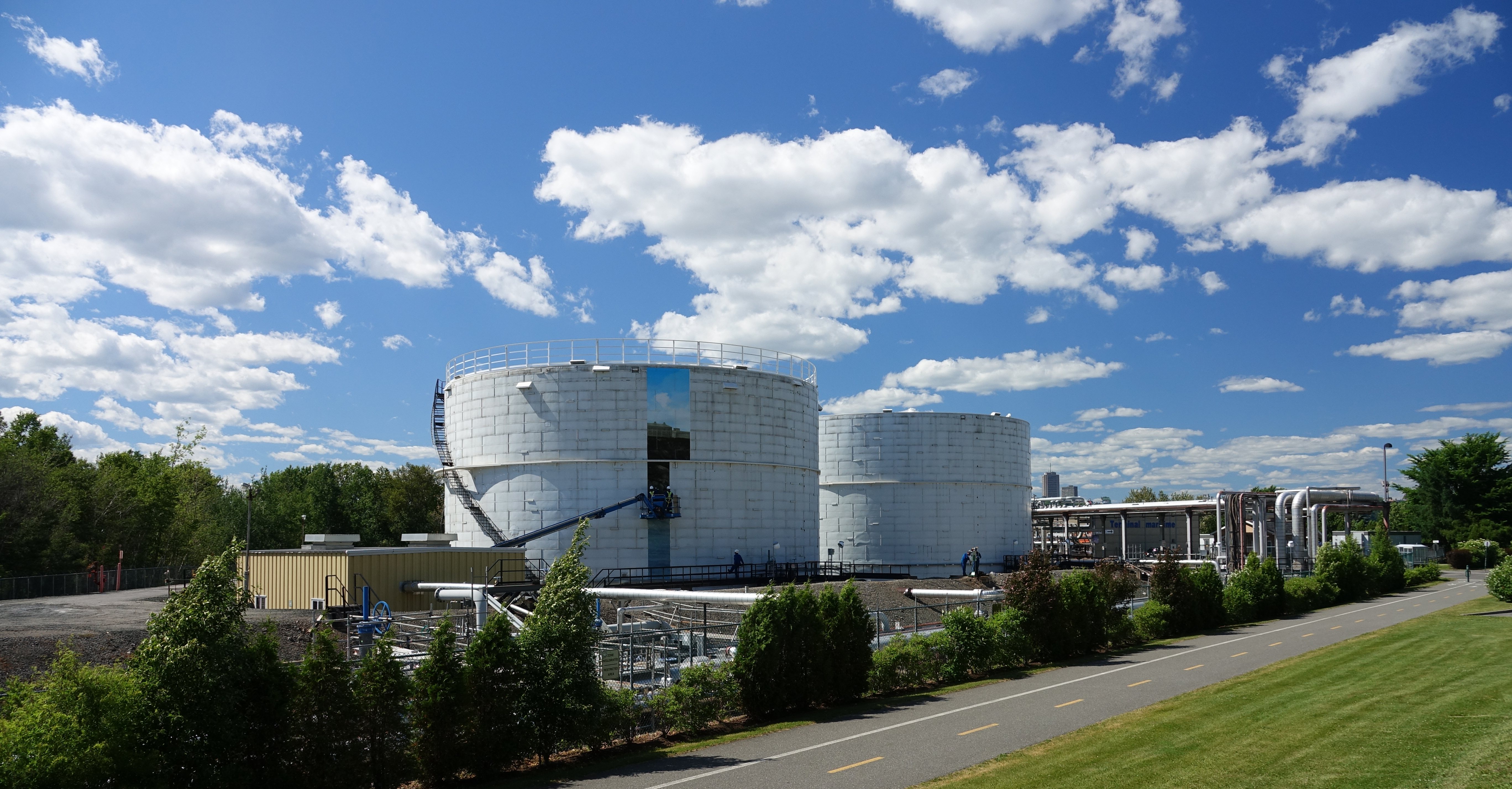 Before: The original Valero oil refinery towers stood apart from the picturesque view of Quebec City.