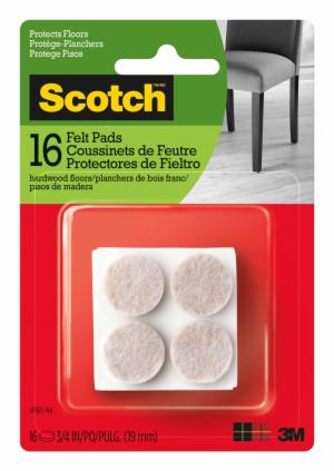 Scotch Round Felt Pads, SP805-NA, 3/4 in, Beige, 16/pk image Scotch Round Felt Pads, SP805-NA, 3/4 in, Beige, 16/pkimage