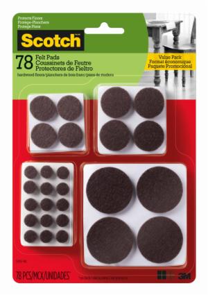 Scotch Round Felt Pads, SP857-NA, Multi Pack, Brown, 78pk image Scotch Round Felt Pads, SP857-NA, Multi Pack, Brown, 78pkimage