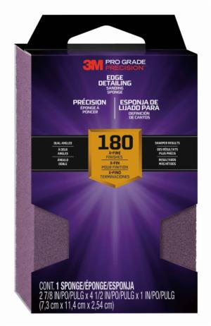3M™ Pro Grade Precision Edge Detailing Dual Angle Sanding Sponge, 24302TRIP-XFDA, 2 7/8 in x 4.5 in x 1 in, X-Fine, 12/csimage