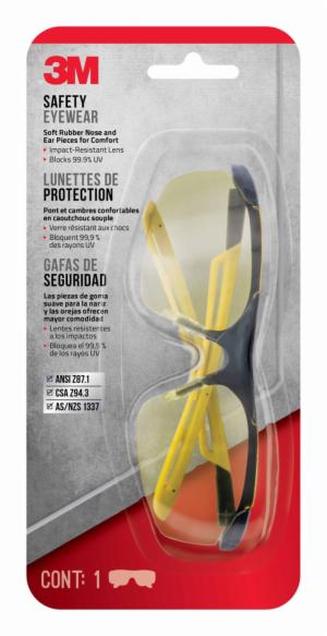 3M™ Safety Eyewear Amber Comfort 90211-HV6-NA, Black Frame Yellow Accent, AF & Scratch Resistant Lens, 6 ea/caseimage