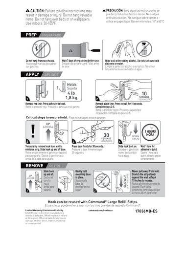1 Strip Command Silver Double Hook 1 Hook Pack of 2 17036BN-ES Indoor Use